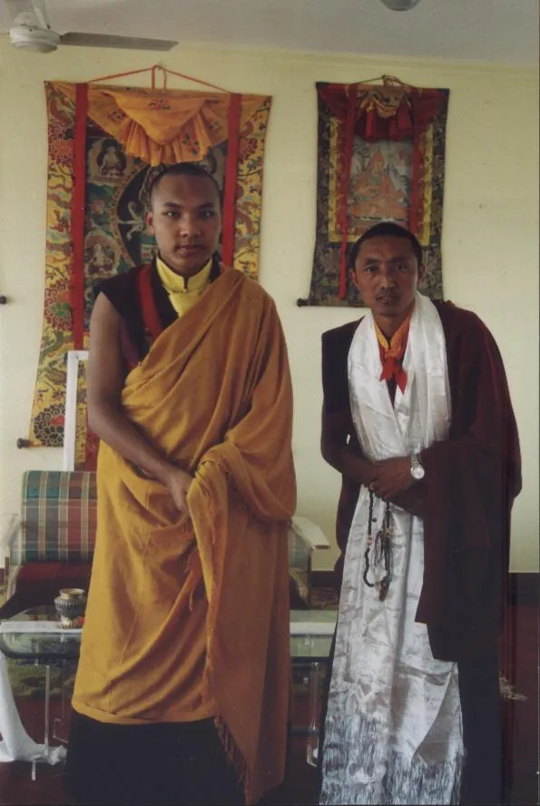 H.H. Gyaltsen Rinpoche with H.H. the 17th Karmapa Urgyen Trinley Dorje (circa 1990)_